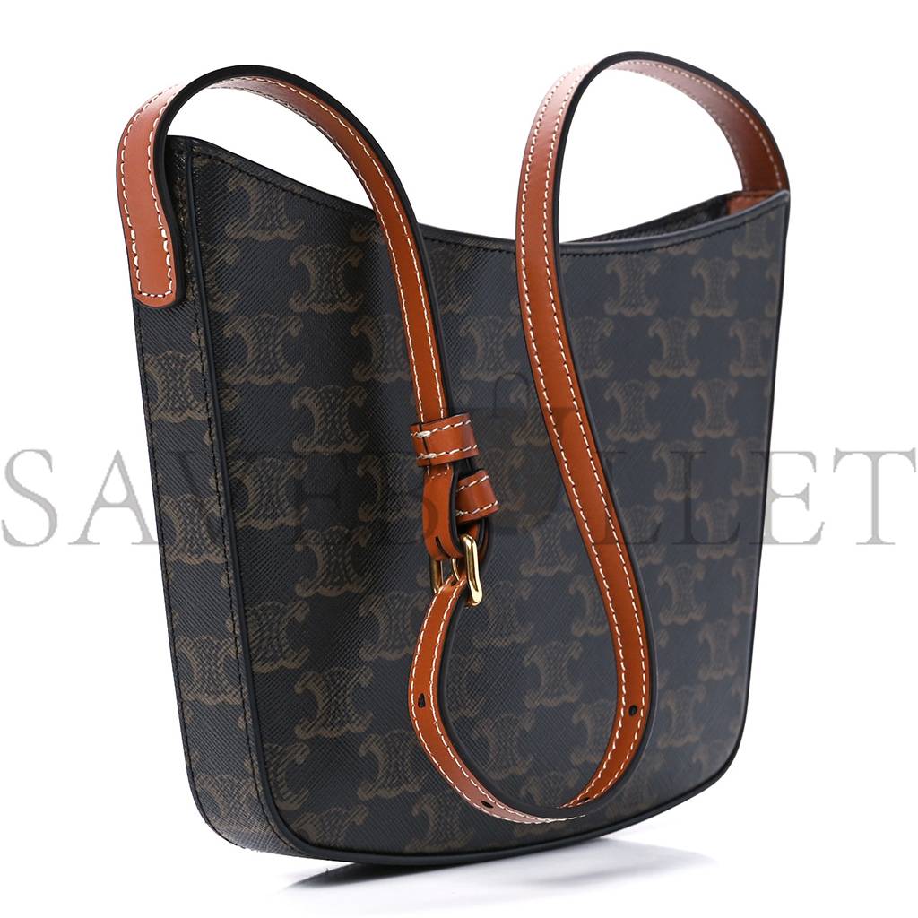 Ce**e triomphe canvas calfskin medium croque bag tan (20*16*3cm)