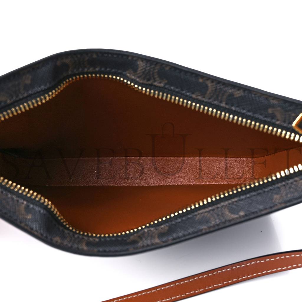 Ce**e triomphe canvas calfskin medium croque bag tan (20*16*3cm)