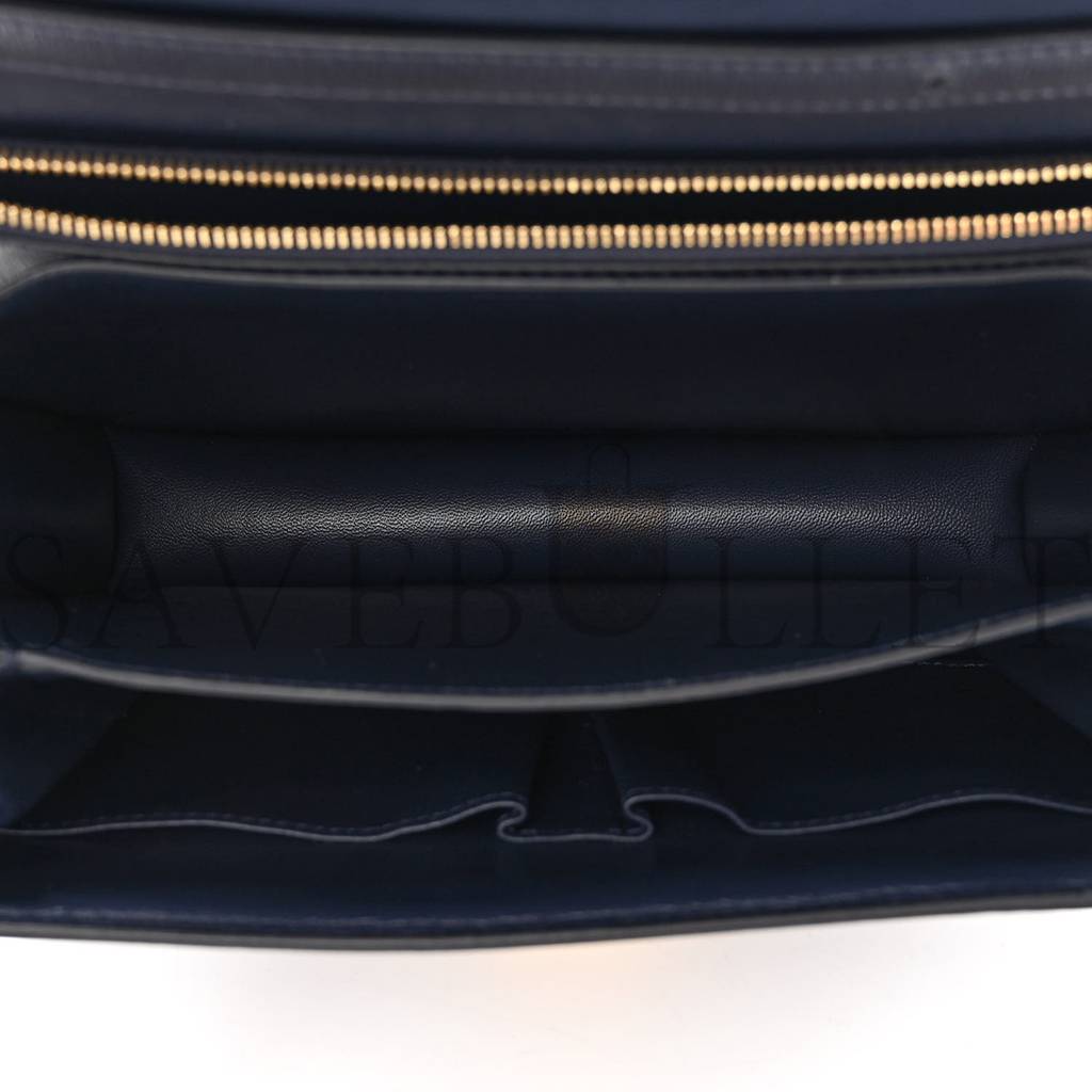 Ce**e liege calfskin medium classic box flap bag dark blue (23*18*6cm)