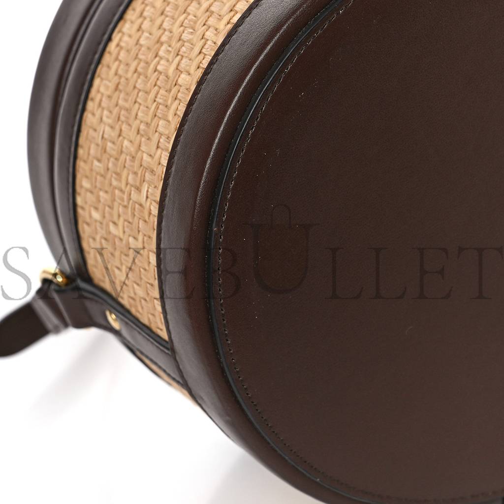 Ce**e raffia calfskin triomphe medium tambour bag natural (18*18*12cm)