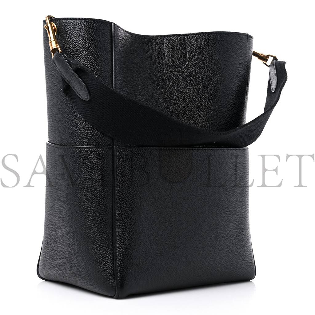 Ce**e soft grained calfskin sangle bucket bag black (32*22*17cm)