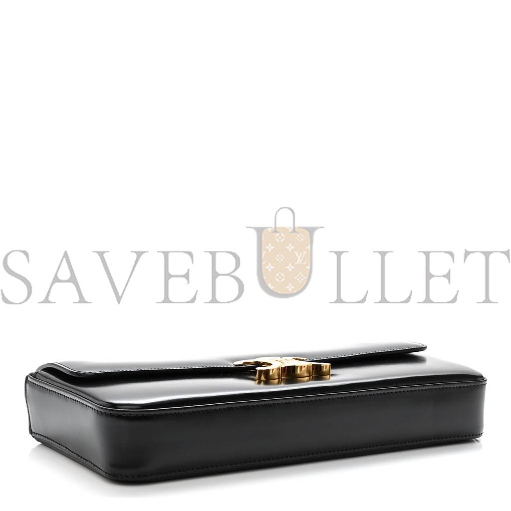 Ce**e shiny calfskin triomphe chain bag black (30*13*4cm)