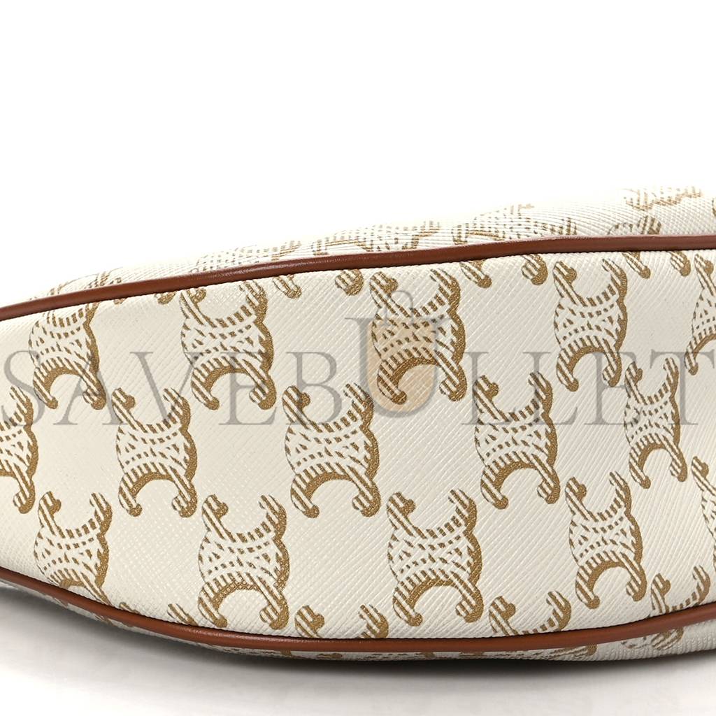 Ce**e canvas calfskin ava triomphe shoulder bag white (24*13*7cm)