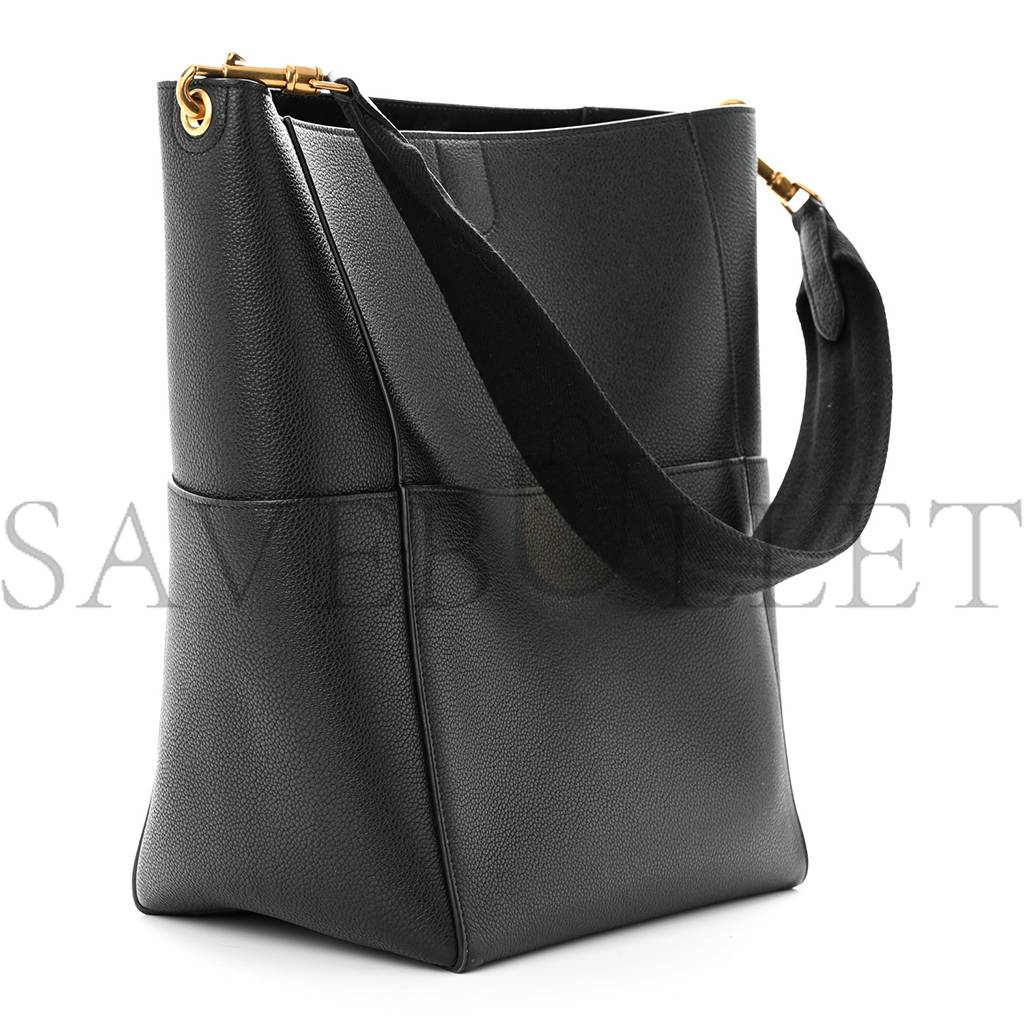 Ce**e soft grained calfskin sangle bucket bag black (33*23*15cm)