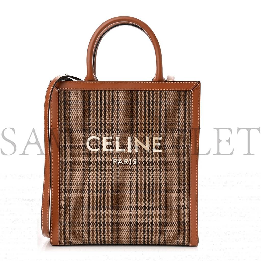Ce**e calfskin tweed small vertical cabas dark brown (31*28*8cm)
