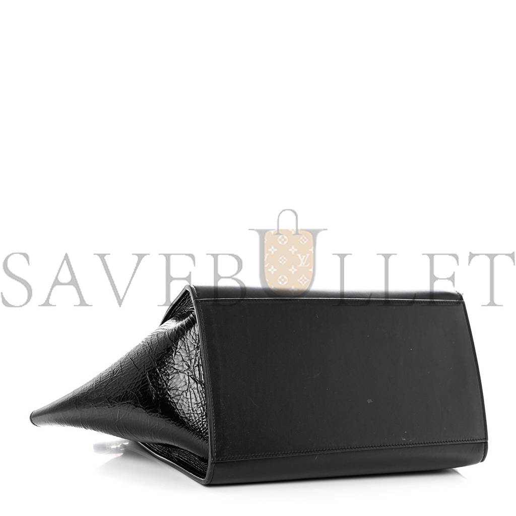Ce**e shiny goatskin small trapeze black (27*23*17cm)