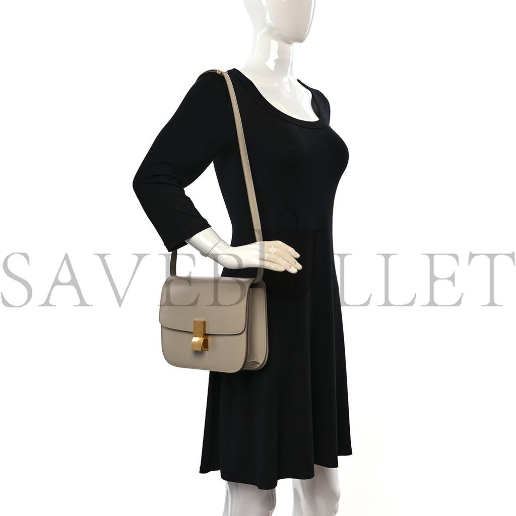 Ce**e box calfskin medium classic box flap bag powder (23*18*6cm)