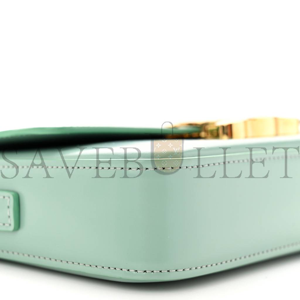 Ce**e shiny calfskin triomphe shoulder bag celadon (20*12*4cm)