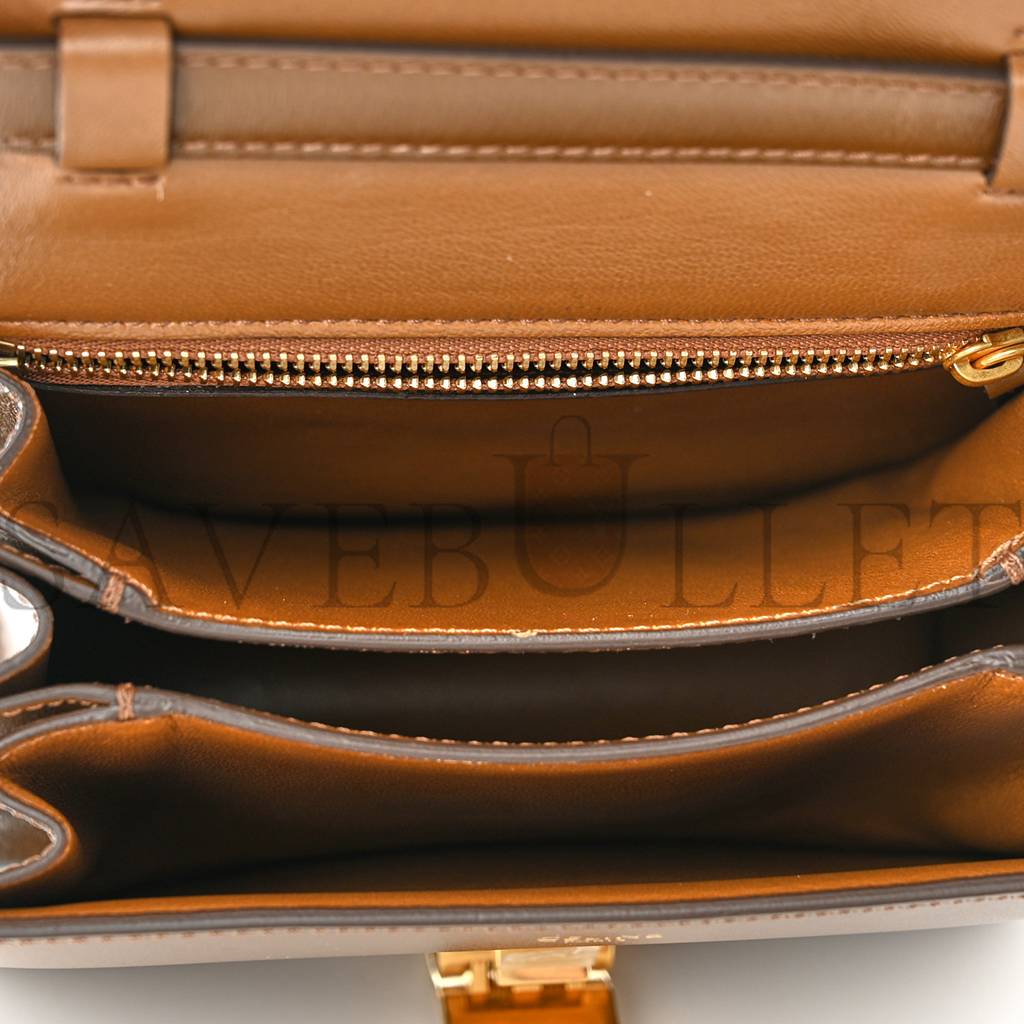 Ce**e smooth calfskin small classic box flap bag camel (17*14*6cm)