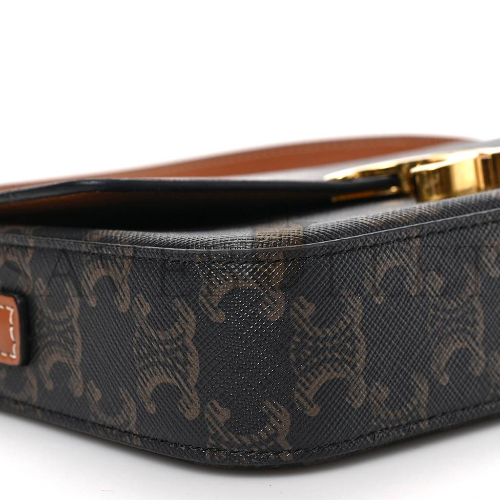 Ce**e canvas calfskin triomphe shoulder bag tan (20*11*4cm)