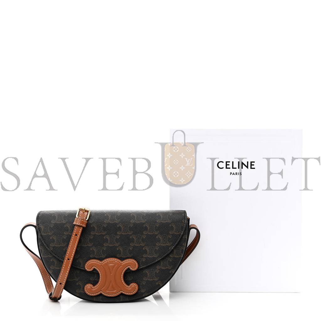 Ce**e calfskin triomphe canvas besace tan (22*14*6cm)