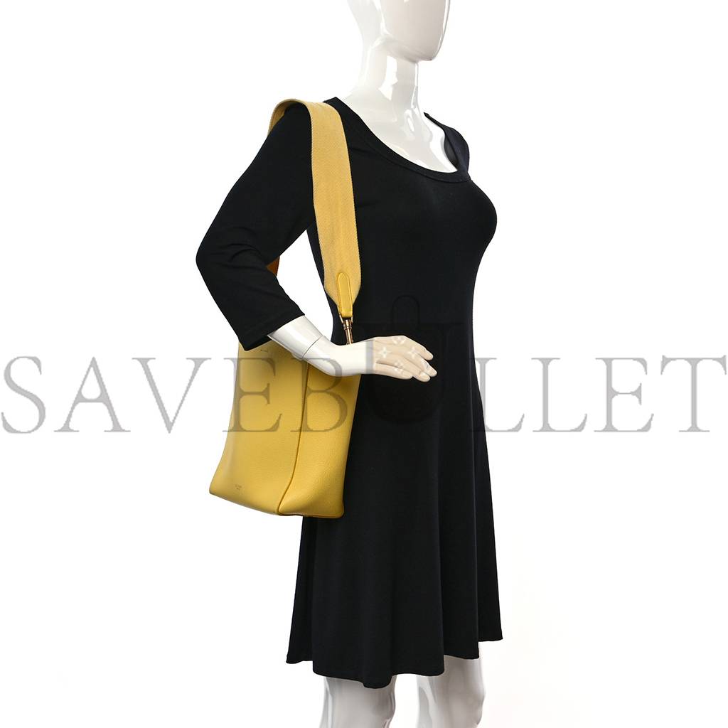 Ce**e soft grained calfskin small sangle bucket bag citron (24*18*12cm)
