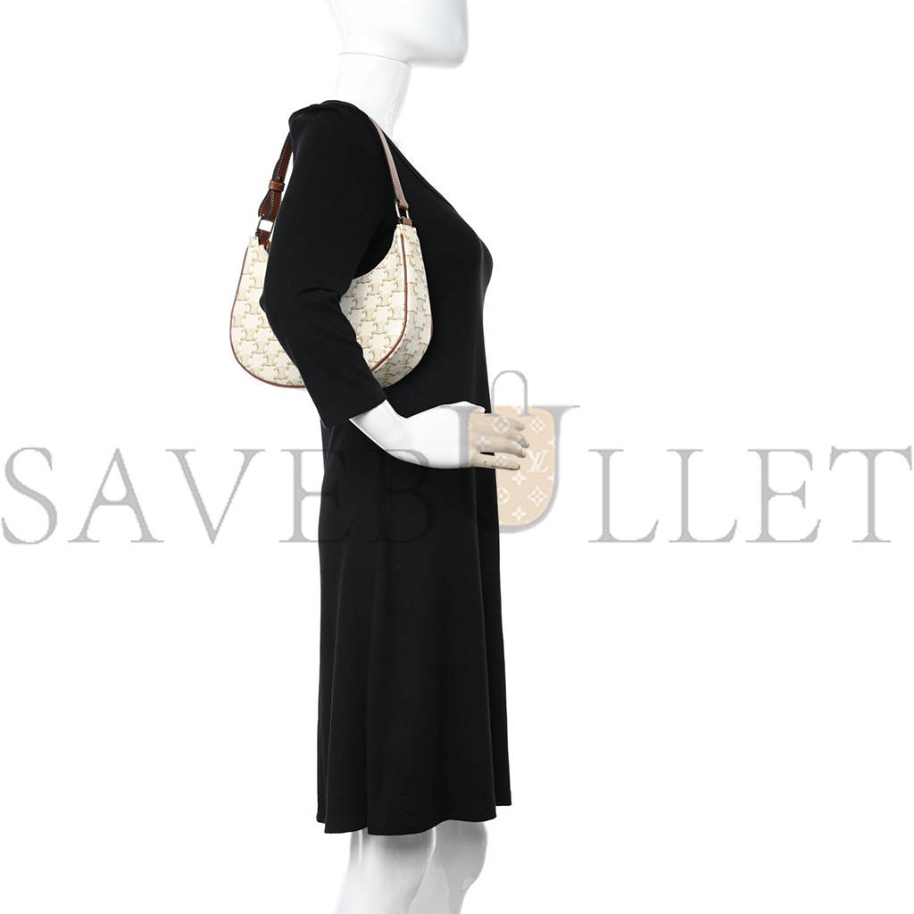 Ce**e canvas calfskin ava triomphe shoulder bag white (25*20*7cm)