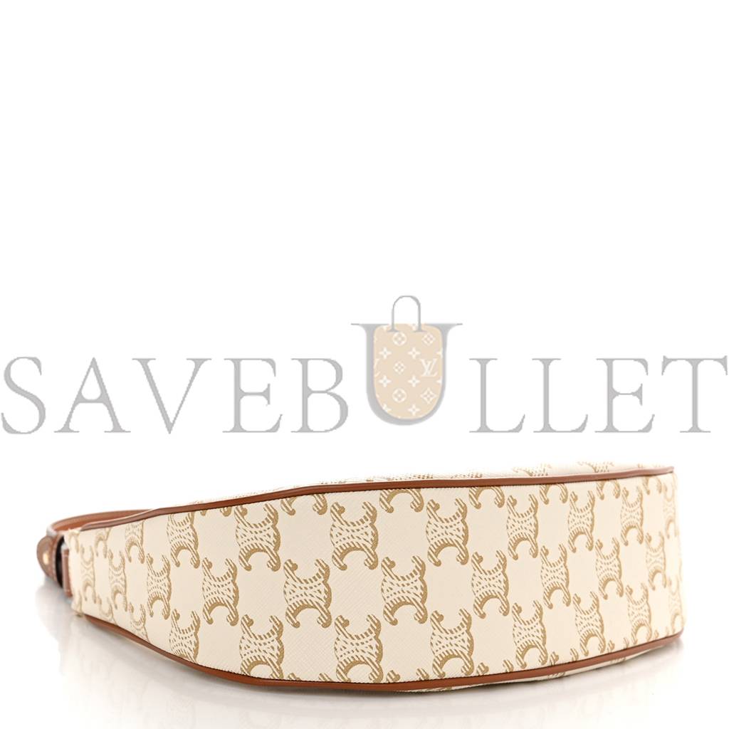 Ce**e canvas calfskin ava triomphe shoulder bag white (25*20*7cm)