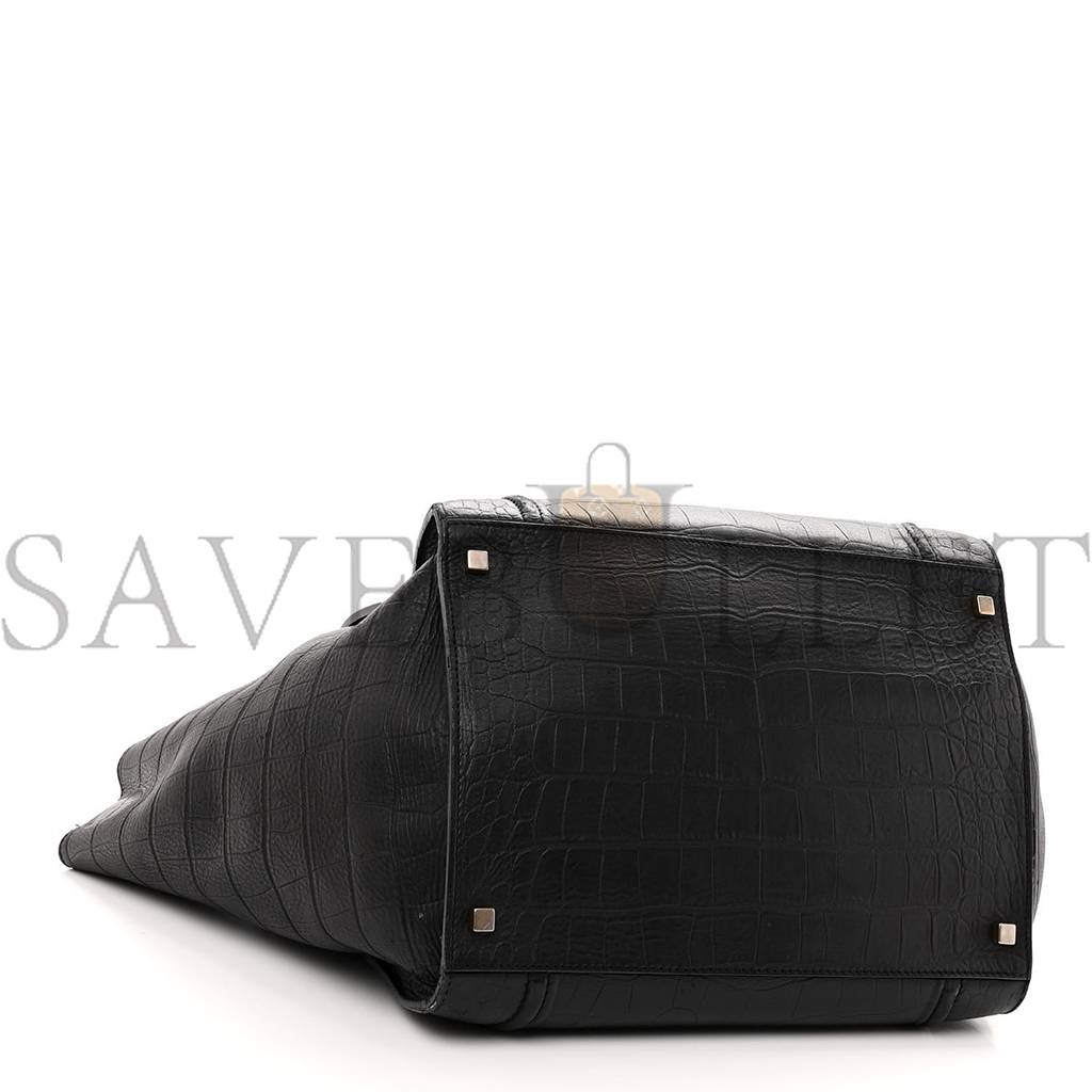 Ce**e crocodile embossed calfskin large phantom luggage black (34*32*25cm)