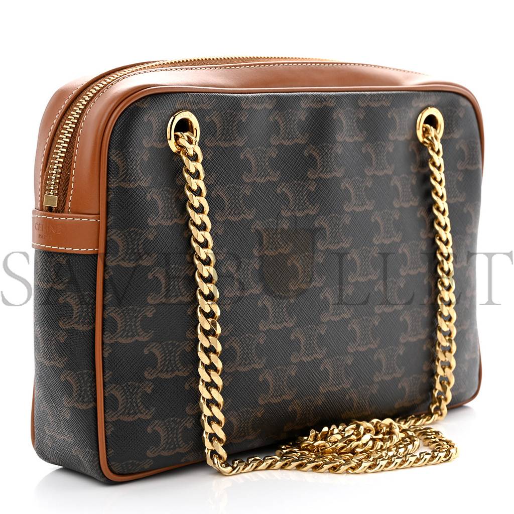 Ce**e triomphe canvas calfskin medium patapans tan (25*18*5cm)