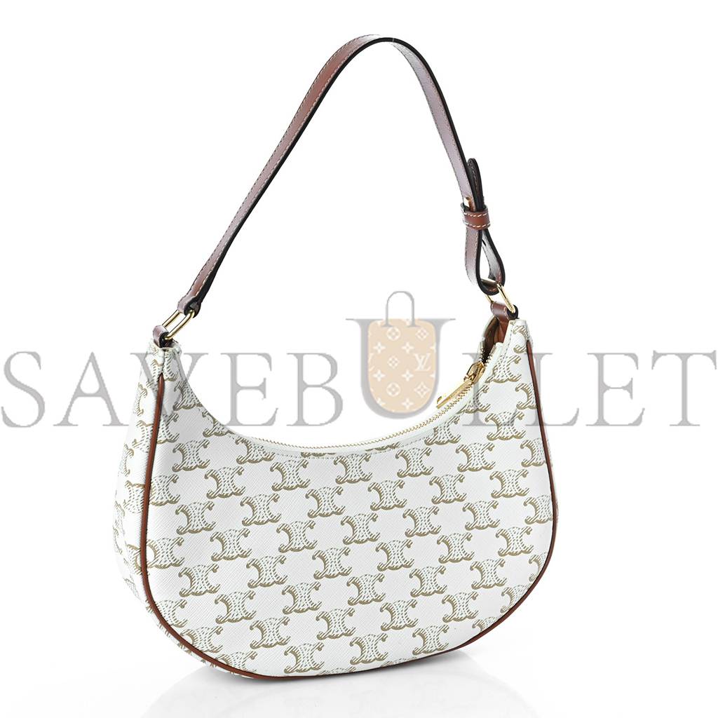 Ce**e canvas calfskin ava triomphe shoulder bag white (23*13*6cm)