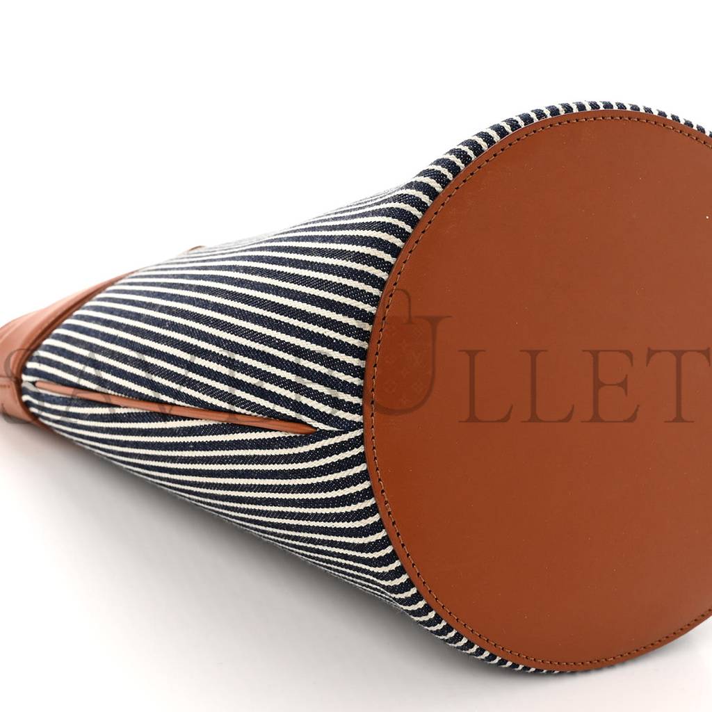 Ce**e textile calfskin crecy bucket bag blue tan (23*15*15cm)