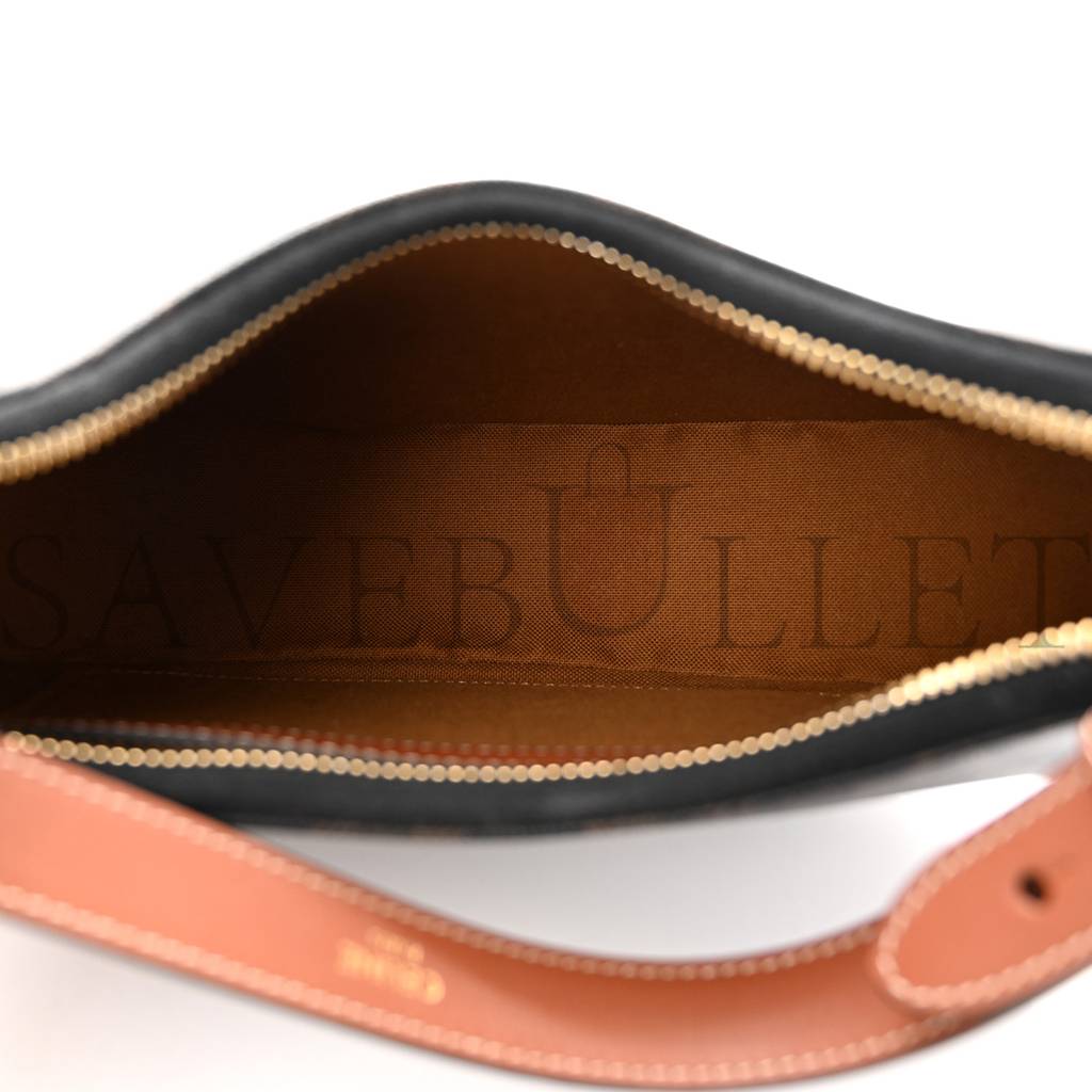 Ce**e triomphe canvas calfskin ava shoulder bag tan (25*18*8cm)