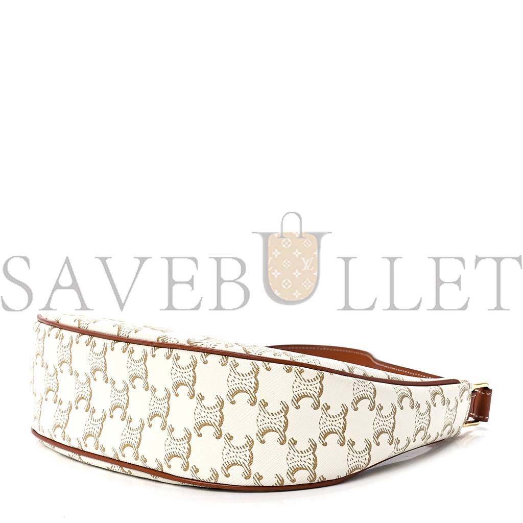 Ce**e canvas calfskin ava triomphe shoulder bag white (20*17*6cm)