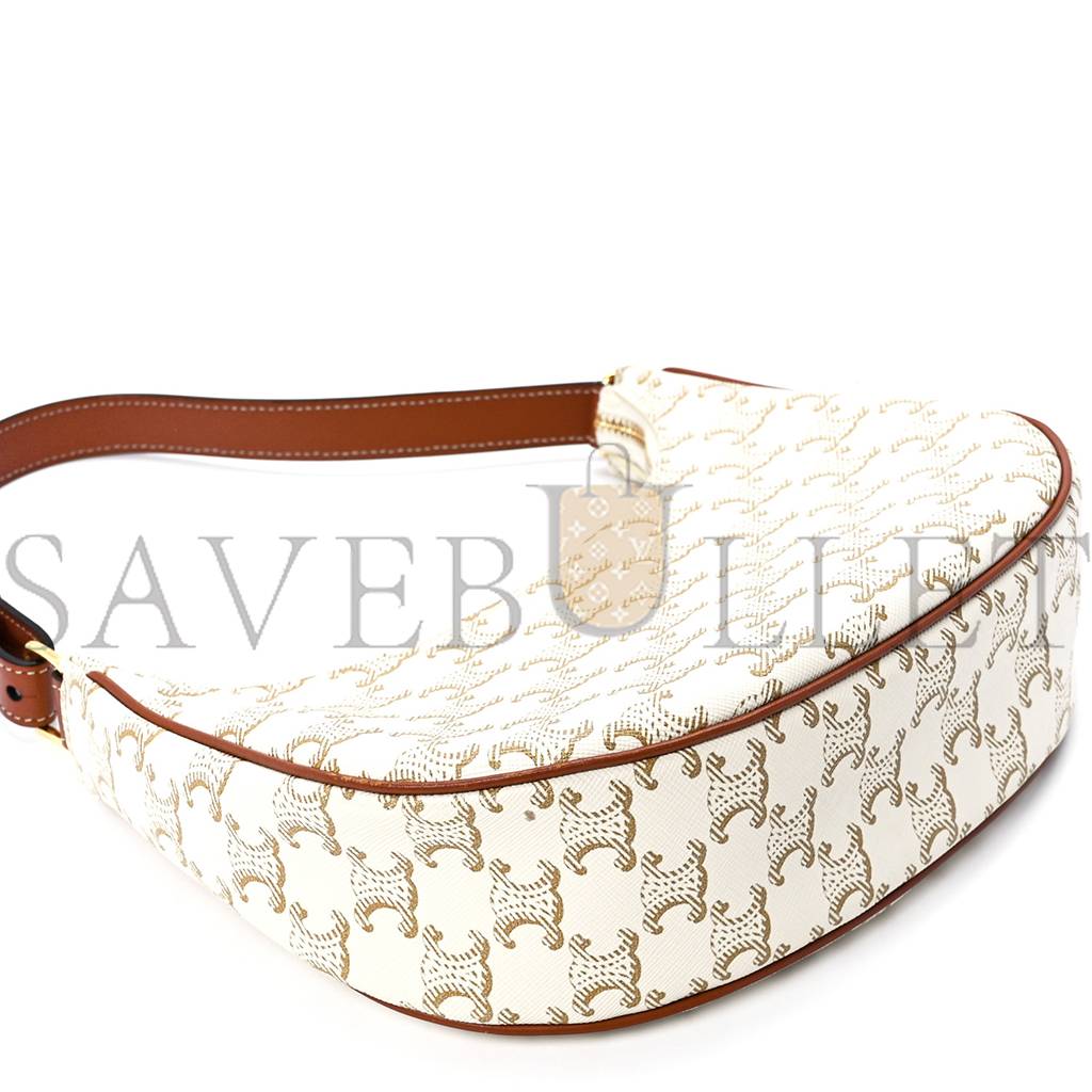 Ce**e canvas calfskin ava triomphe shoulder bag white (20*17*6cm)