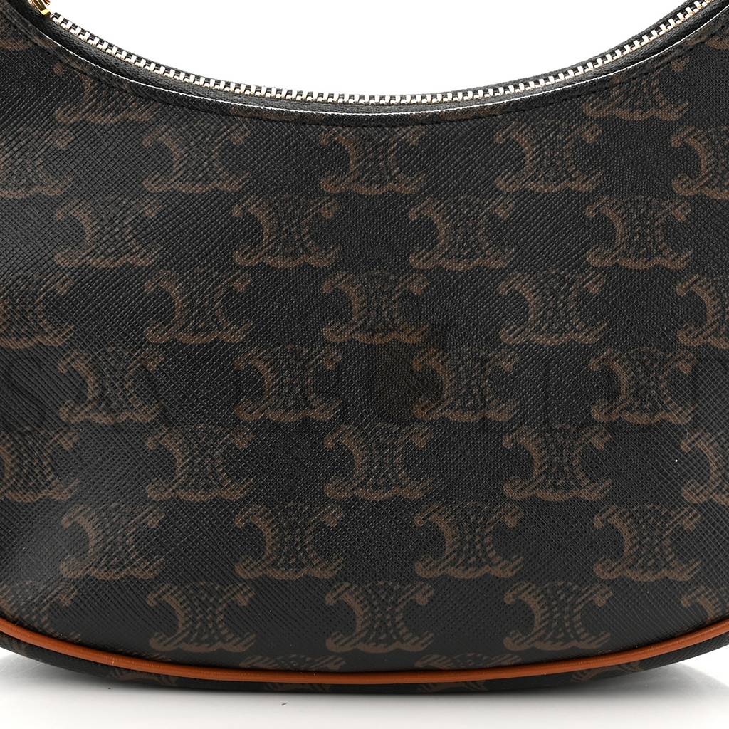 Ce**e triomphe canvas calfskin ava shoulder bag tan (24*19*6cm)