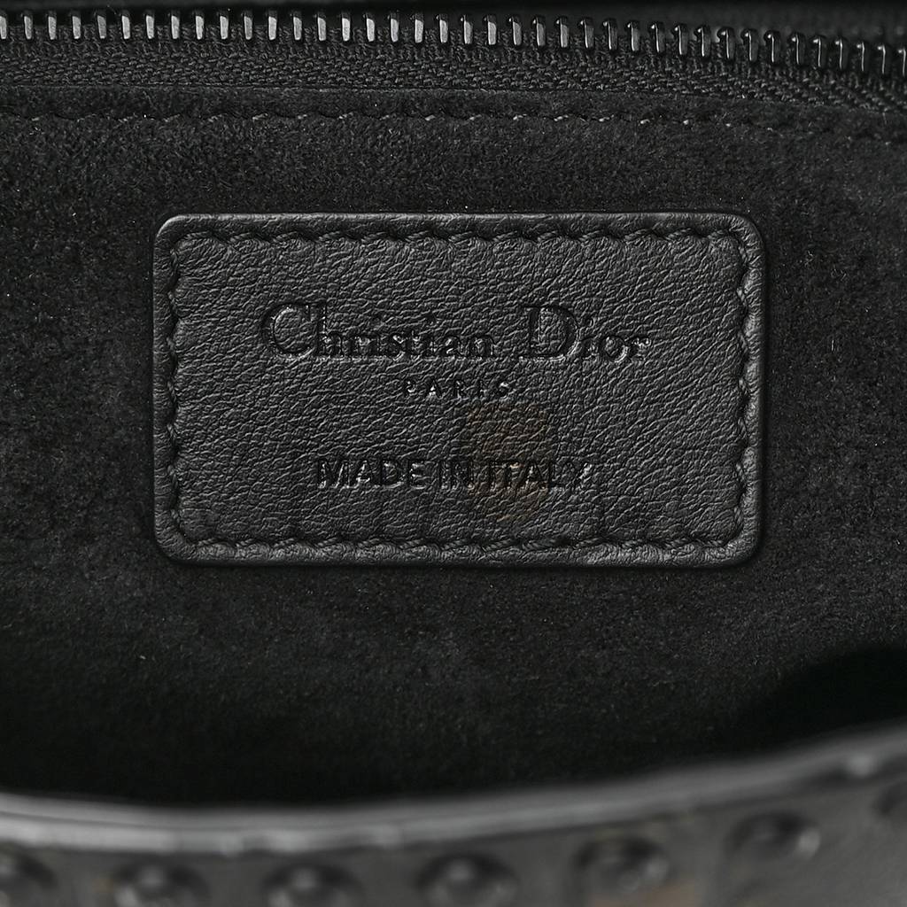 d*or calfskin cannage embossed studded medium S*pple lady d*or black (24*20*12.1cm)