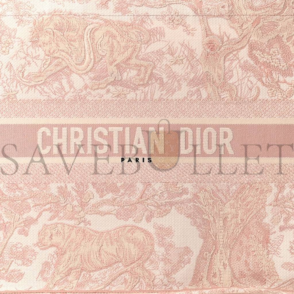 D*or canvas toile de jouy embroidered large book tote pink (42*35*10.2cm)