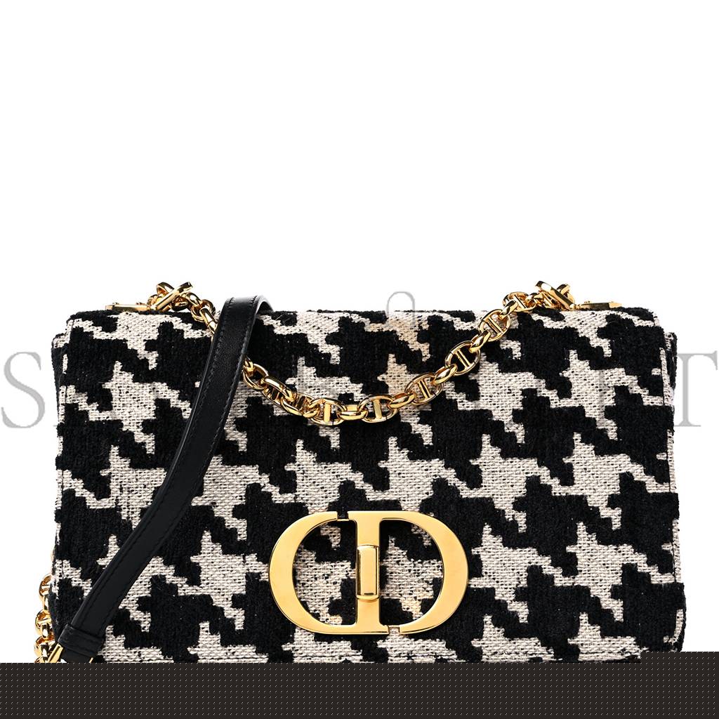 D*or technical canvas macro houndstooth medium caro bag black white (25*15*8.9cm)
