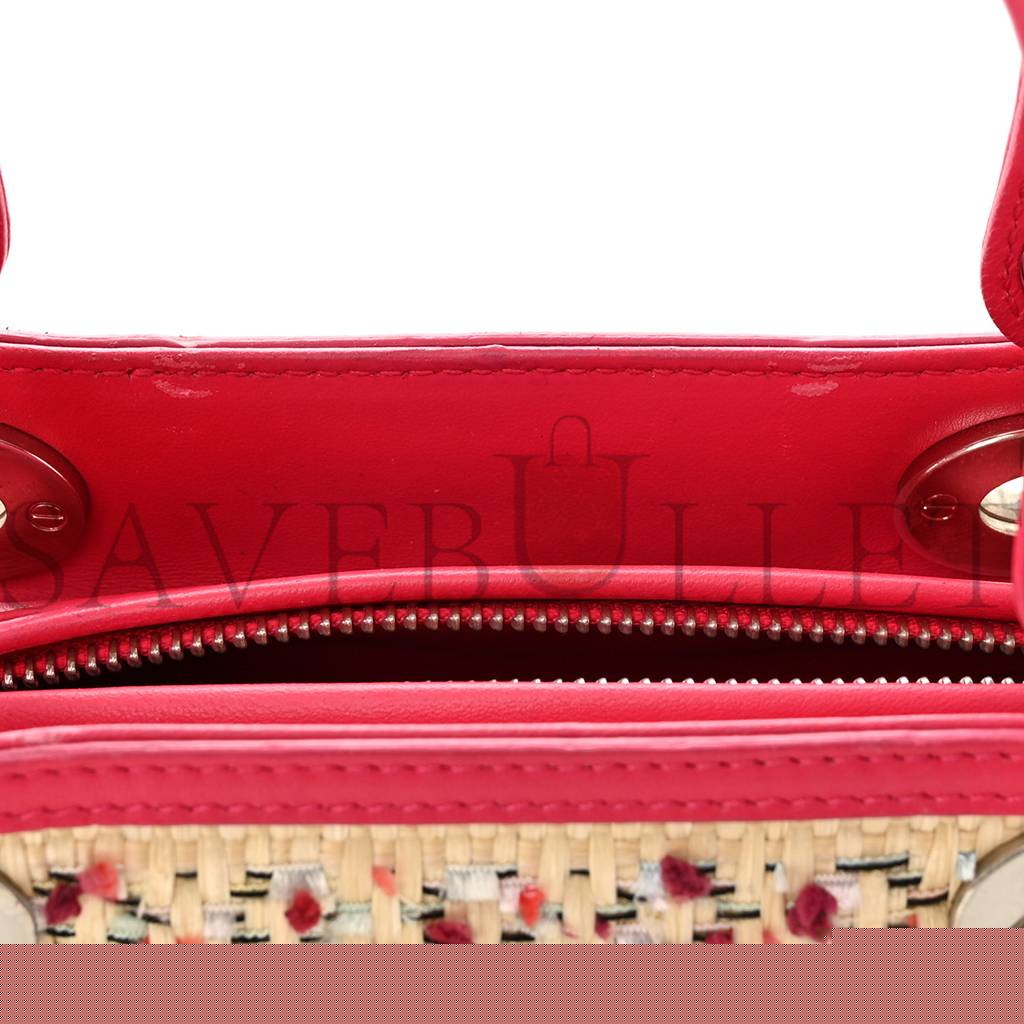 D*or raffia tweed medium lady D*or pink beige (24*20*12.1cm)