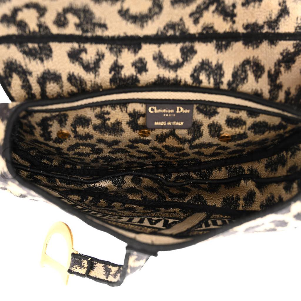 D*or canvas mizza embroidered saddle bag beige multicolor (25*20*6.4cm)