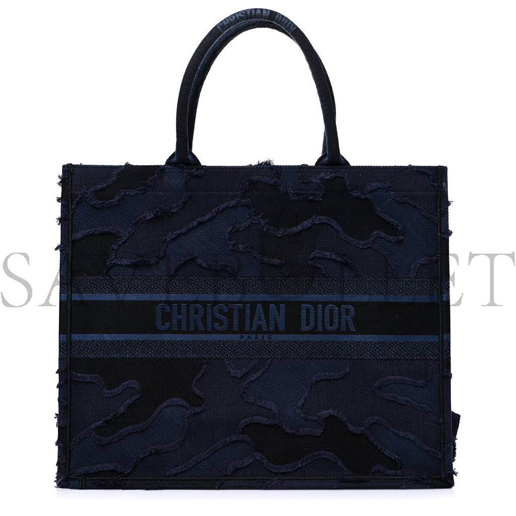 D*or canvas embroidered camouflage book tote blue (43*36*18.4cm)