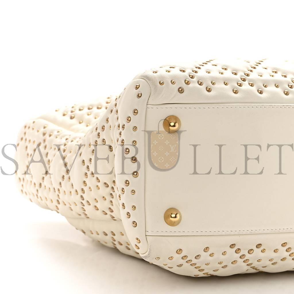 d*or lambskin cannage studded large S*pple lady d*or white (30*25*11.4cm)