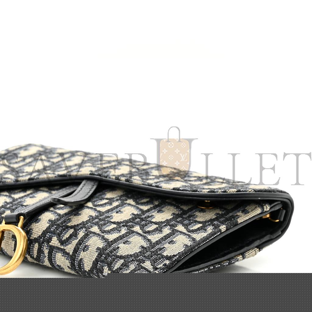 D*or oblique saddle chain wallet blue (19*12*1.9cm)