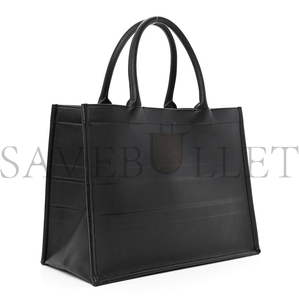D*or calfskin embossed medium book tote black (36*27*17.1cm)