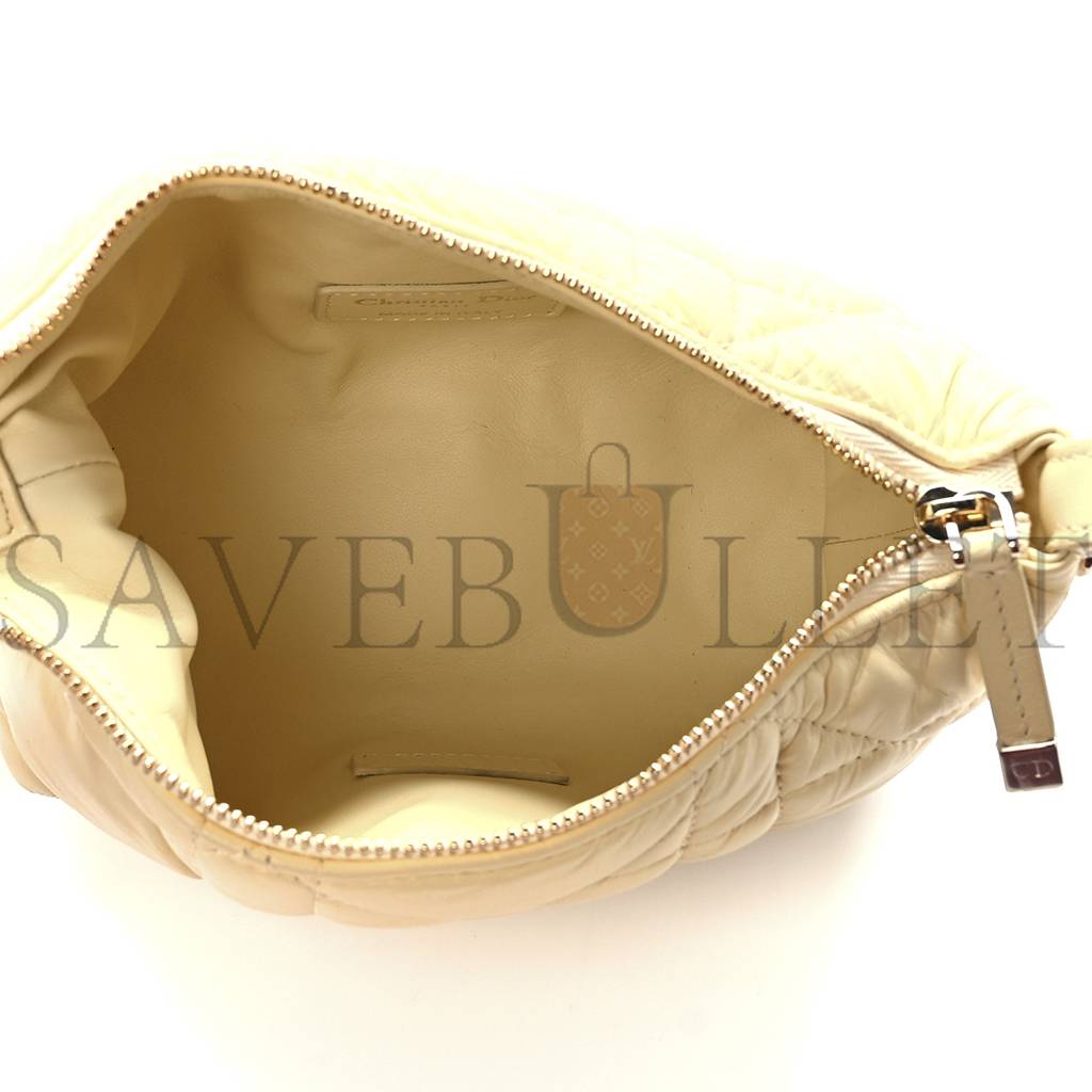 D*or calfskin macrocannage medium D*ortravel nomad pouch pale yellow (23*13*10.2cm)
