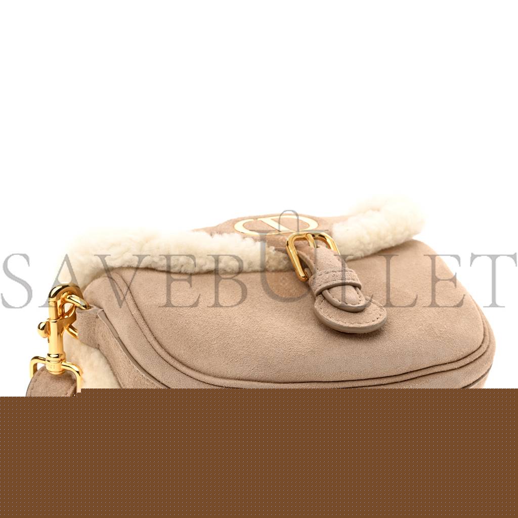 D*or suede shearling small bobby flap beige (17*17*5.7cm)