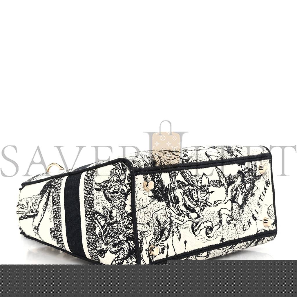 D*or canvas embroidered zodiac toile de jouy medium lady d-lite latte (23*20*11.4cm)