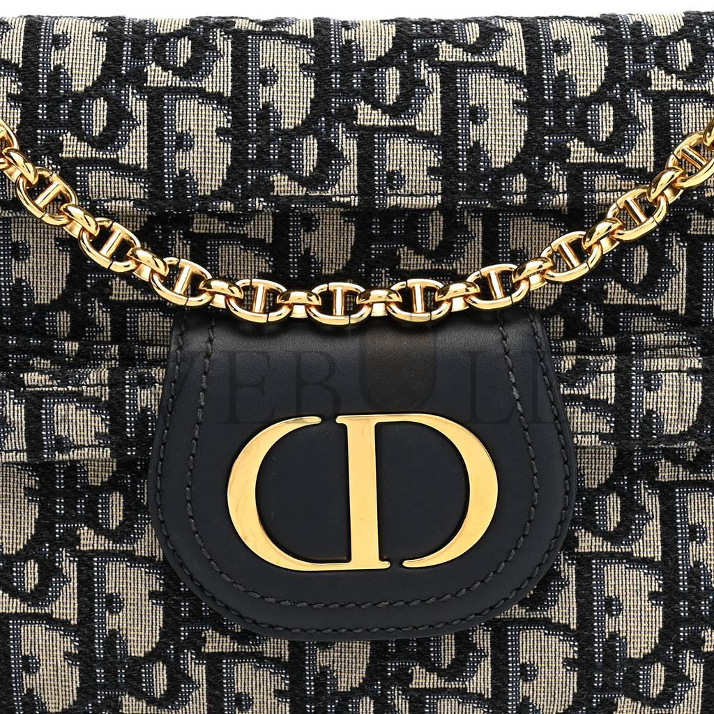 D*or oblique medium D*ordouble chain bag blue (28*17*1.9cm)