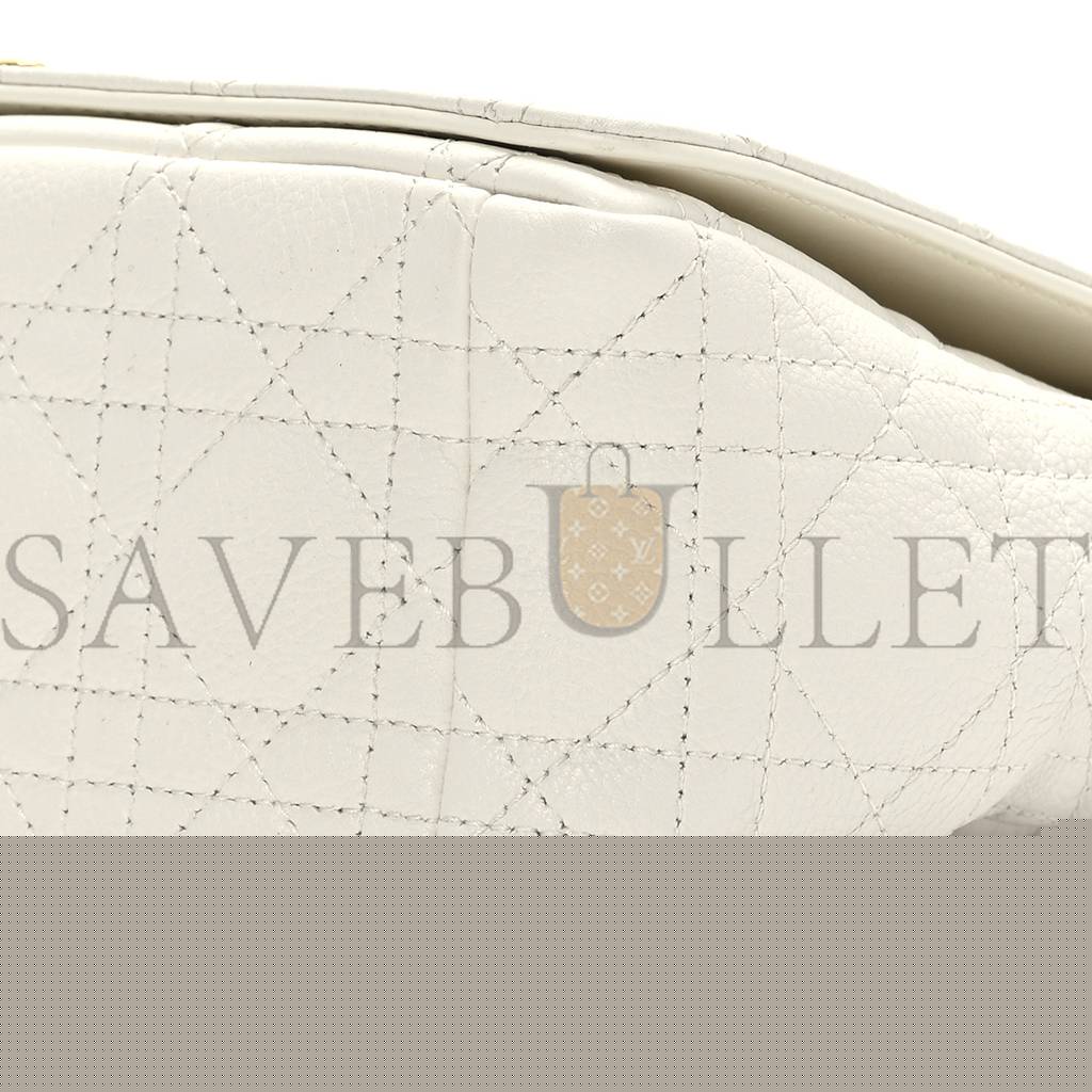 d*or S*pple calfskin cannage medium caro bag ivory (25*15*8.9cm)