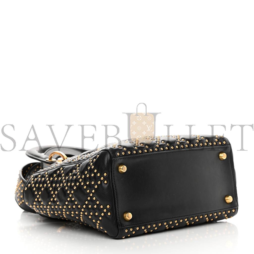 d*or calfskin cannage studded medium S*pple lady d*or black (23*18*12.1cm)