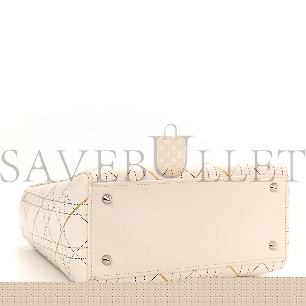 D*or calfskin cannage print medium lady D*or white (23*20*12.1cm)