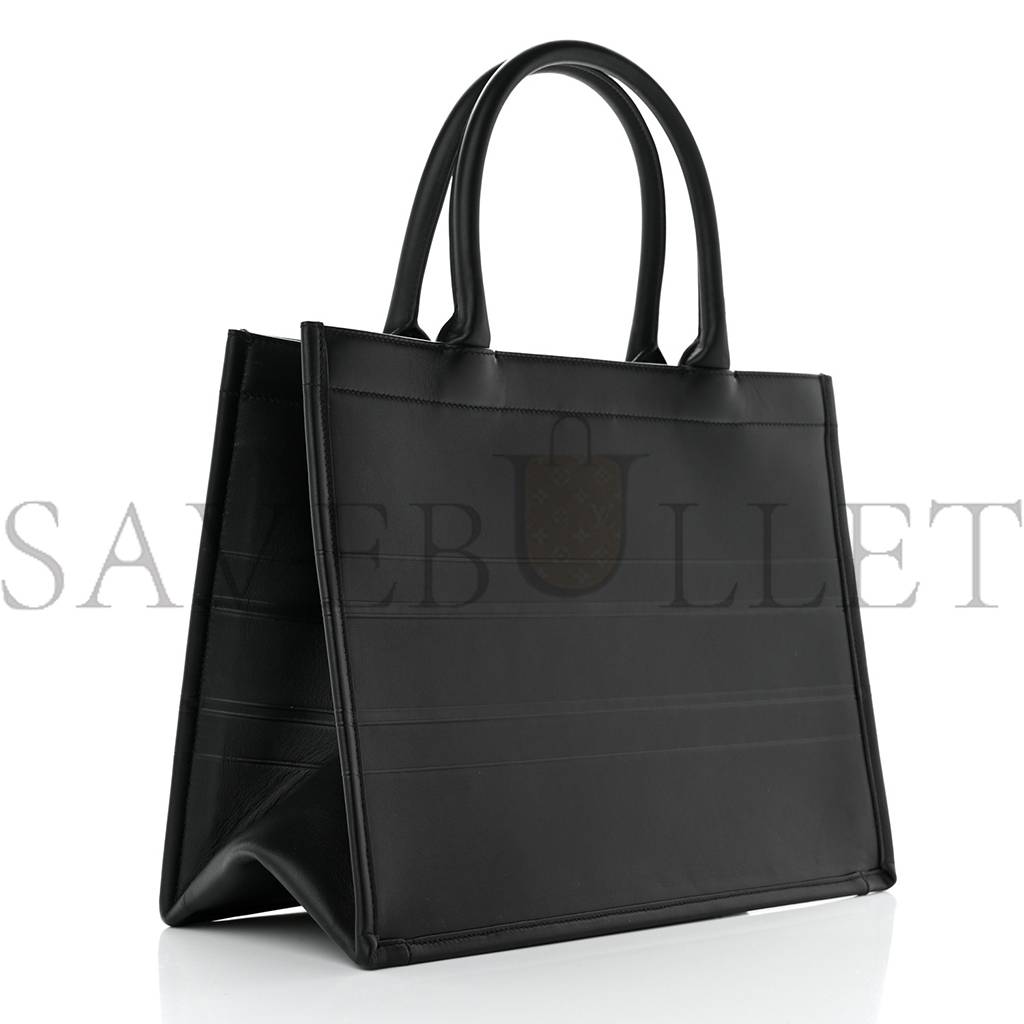 D*or calfskin embossed medium book tote black (36*27*17.8cm)