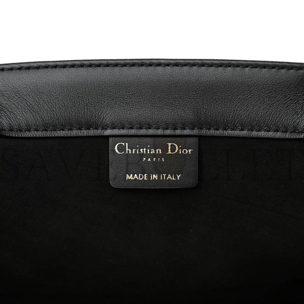 D*or calfskin embossed medium book tote black (36*27*17.8cm)