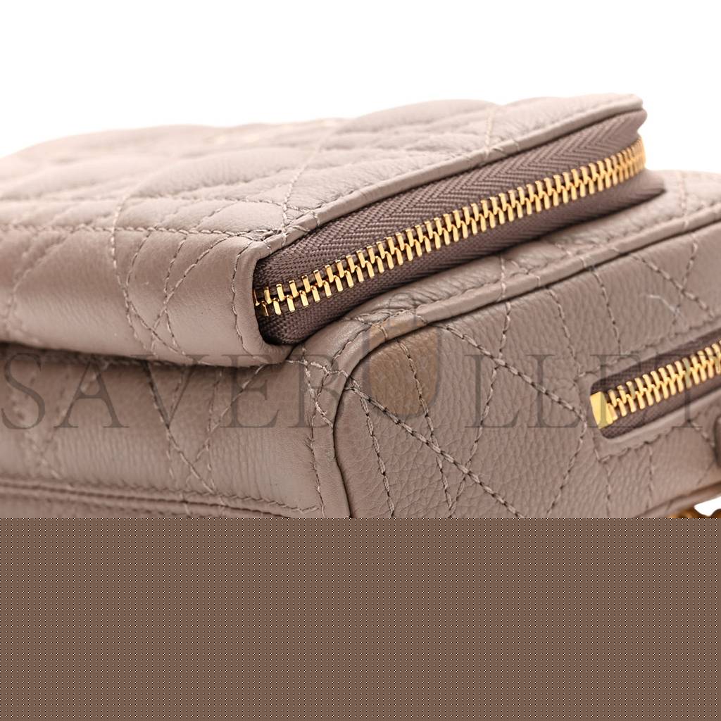 d*or S*pple calfskin caro double pouch warm taupe (19*11*7cm)