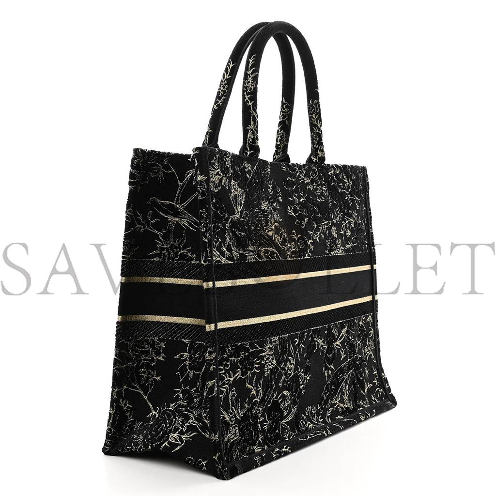 D*or velvet embroidered large book tote black gold (42*34*16.5cm)