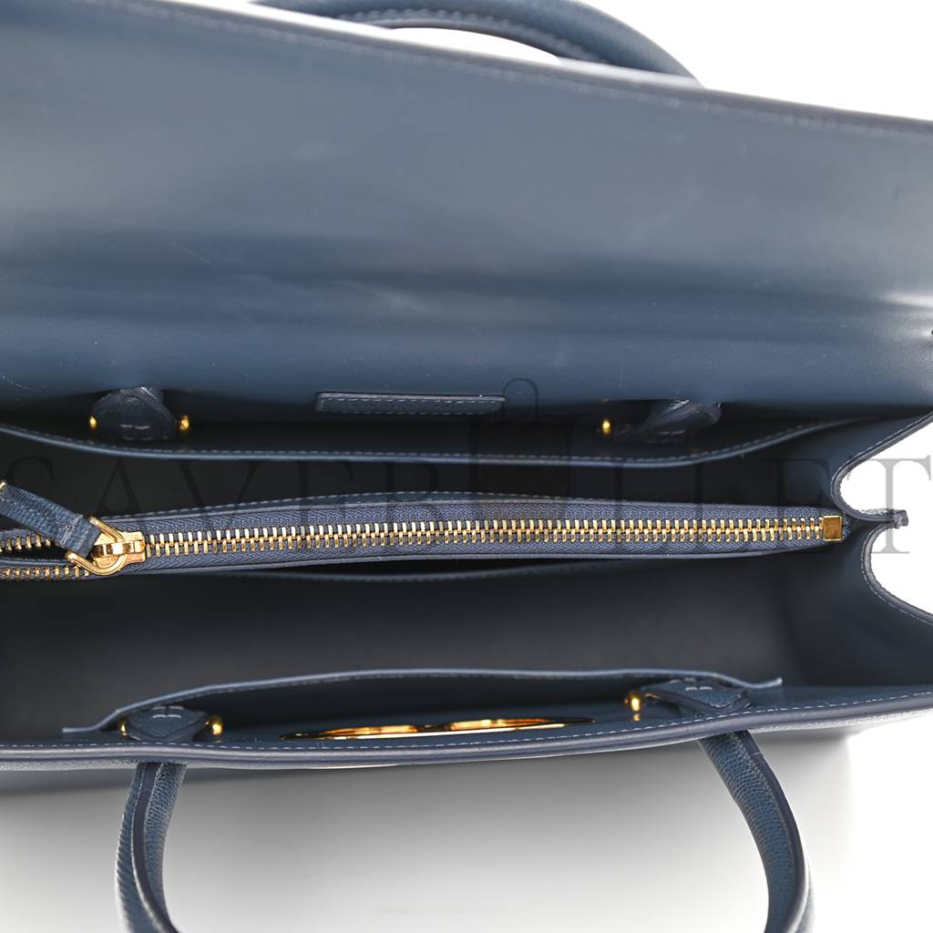 D*or grained calfskin large st. honore tote blue (30*21*12.1cm)