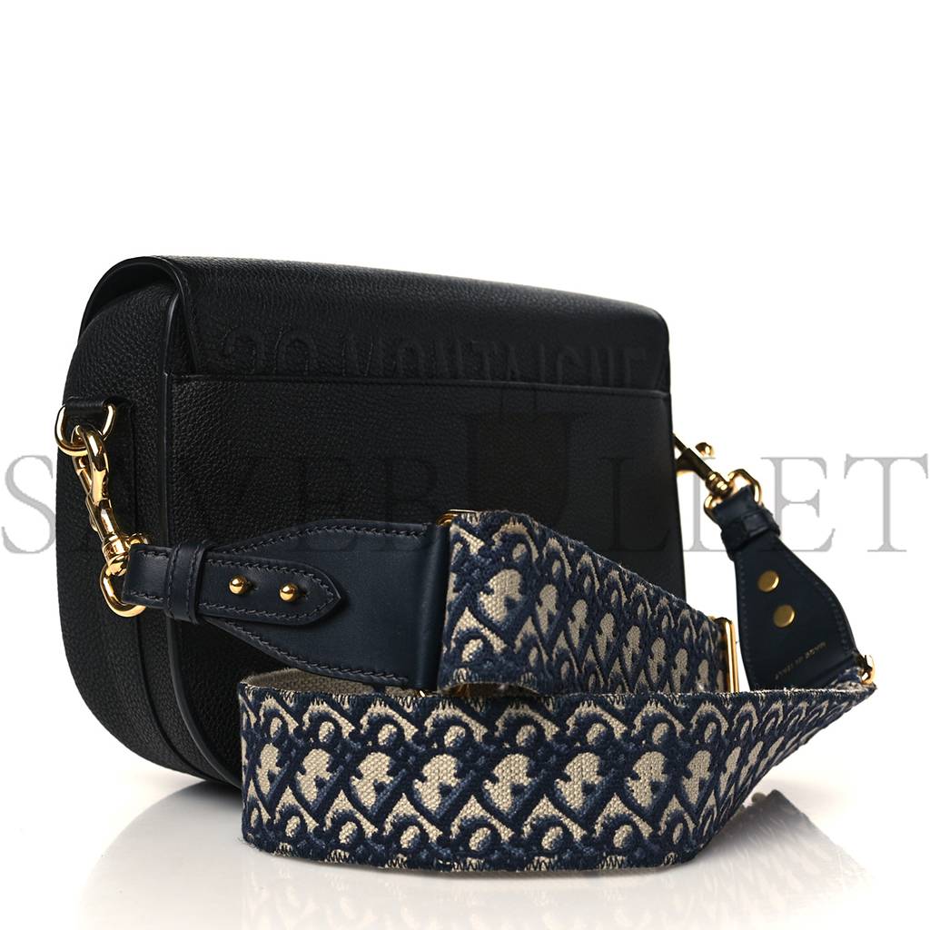 D*or grained calfskin large bobby flap black (26*20*8.9cm)