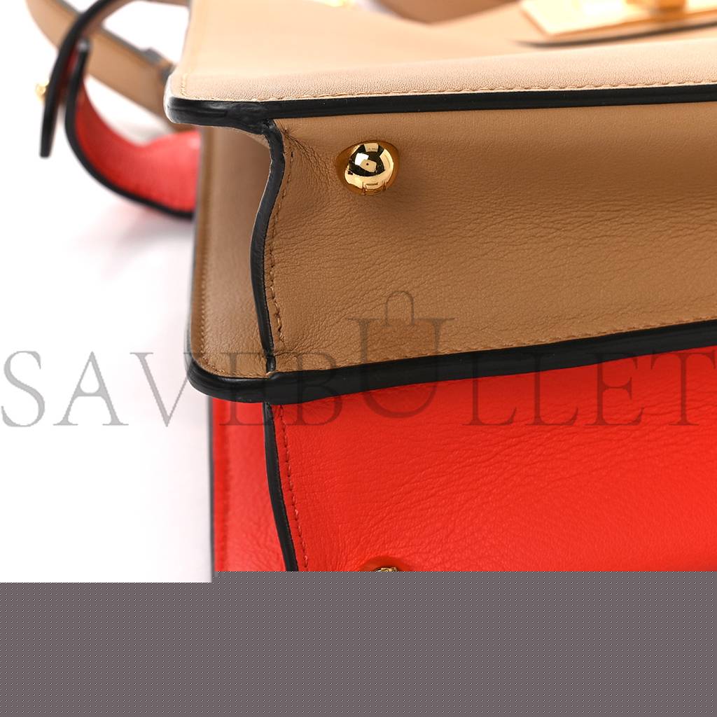 F**di vitello seta nappa plexiglass bi-color medium peekaboo i see u satchel miele scuro tulipano (33*25*13cm)