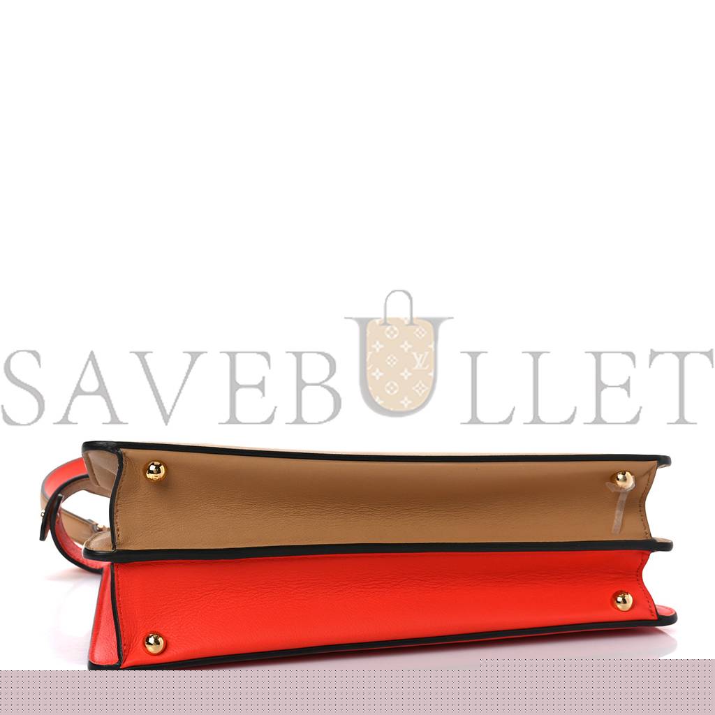 F**di vitello seta nappa plexiglass bi-color medium peekaboo i see u satchel miele scuro tulipano (33*25*13cm)